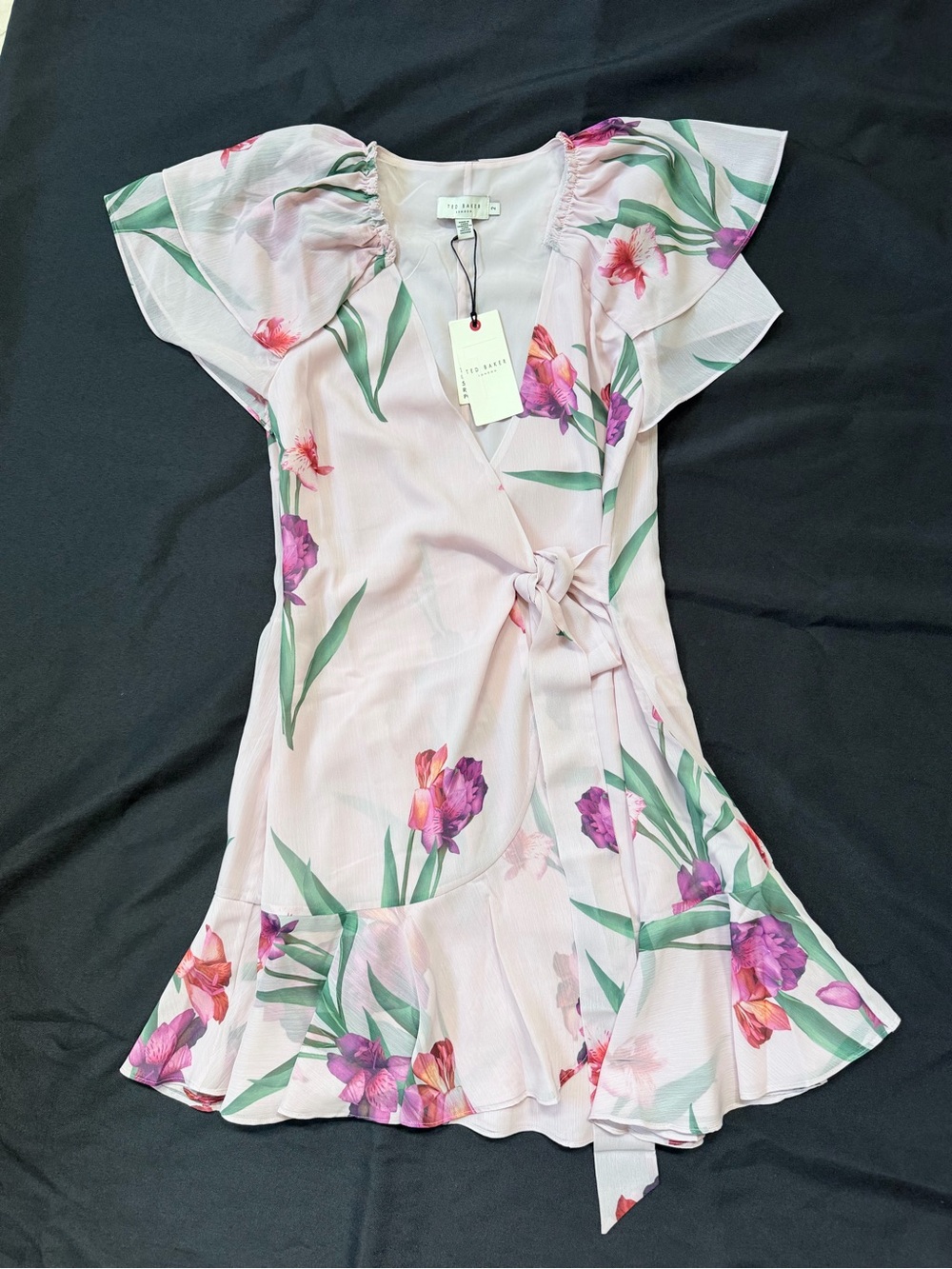 Ted Baker Light Pink Floral Wrap Mini Dress